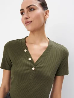 MOHITO t-shirt z dekoltem V zielony Outlet