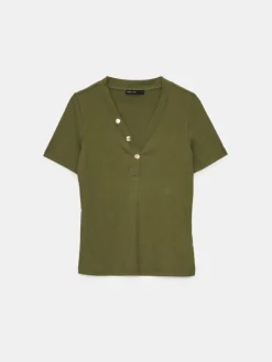 MOHITO t-shirt z dekoltem V zielony Outlet