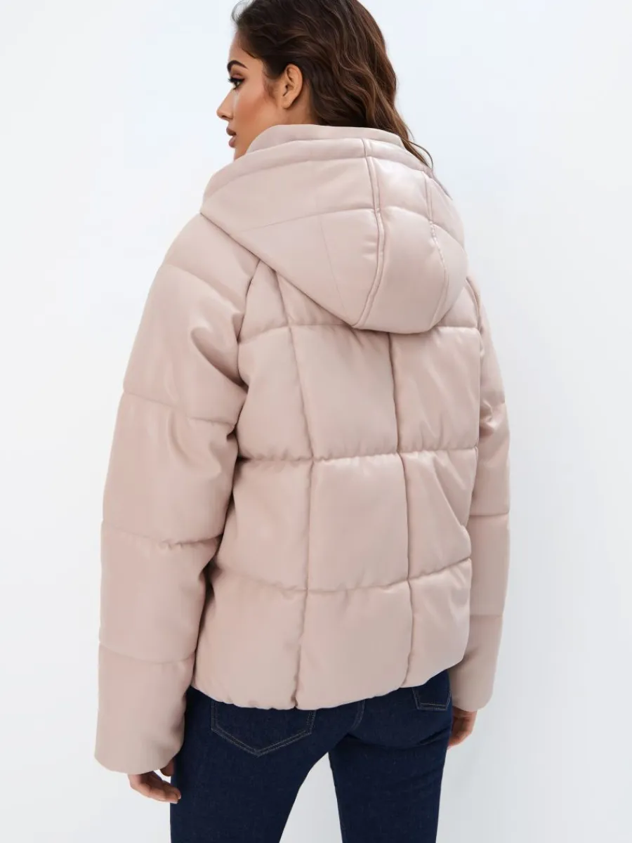 MOHITO Zimowa beżowa kurtka puffer beu017cowy Clearance