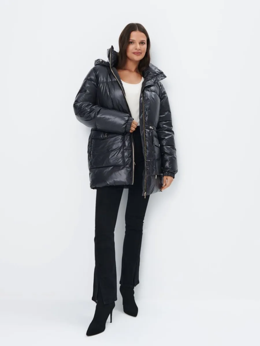 MOHITO Zimowa czarna kurtka oversize szary Online
