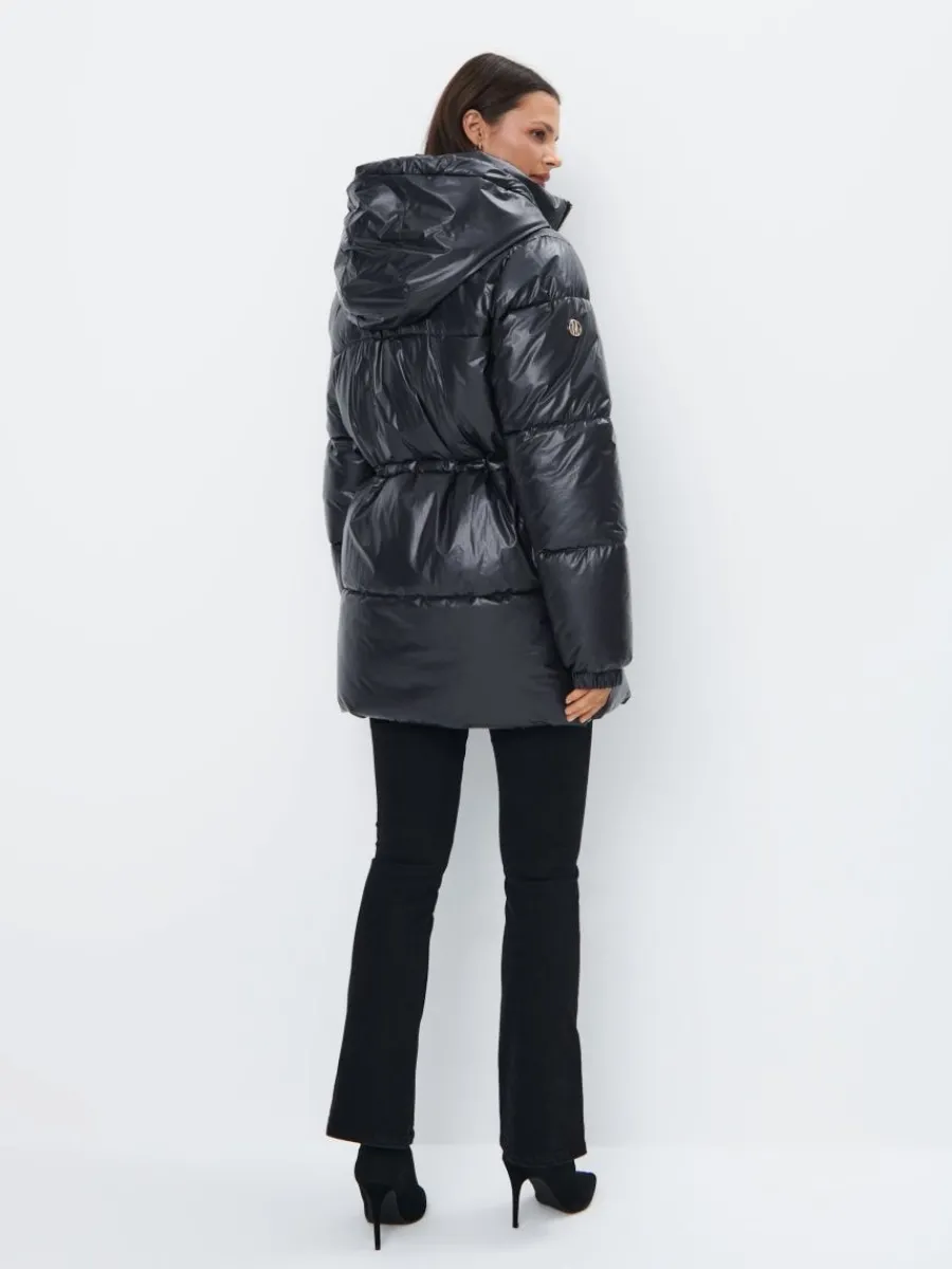 MOHITO Zimowa czarna kurtka oversize szary Online