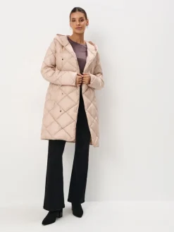 MOHITO Zimowy beżowy płaszcz z kapturem beu017cowy Fashion