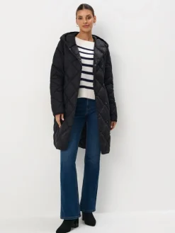 MOHITO Zimowy płaszcz z kapturem czarny Outlet