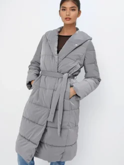 MOHITO Zimowy pikowany płaszcz szary New